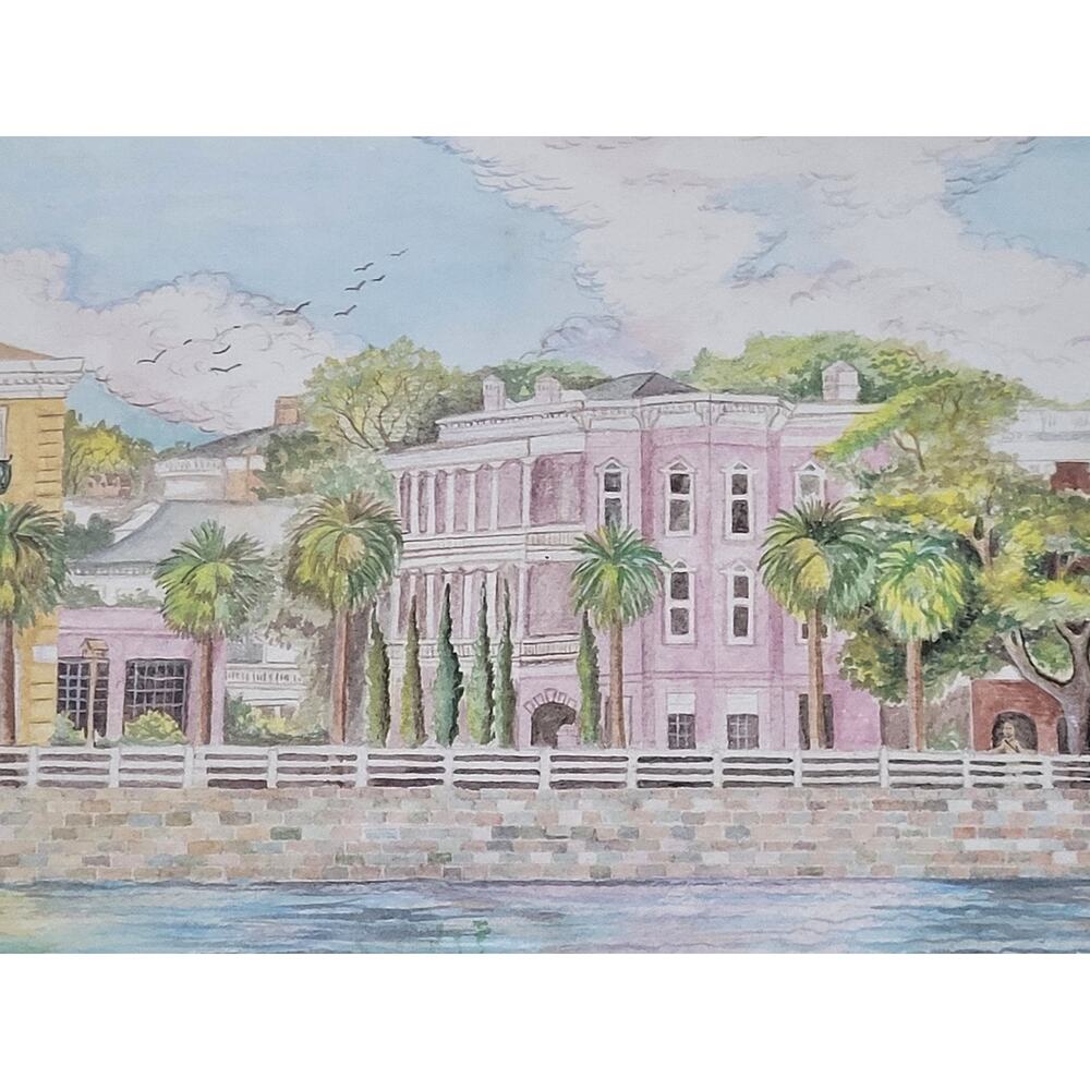 Jeanie Drucker Battery Reflections Charleston SC Framed Watercolor Print 17x11 - Picture 8 of 10